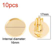 10 piezas de clips de oreja redondos de acero inoxidable, suministros para hacer joyas con ganchos de clip hechos a mano para cabujones y botones de 8-16 mm - Clip de oreja de disco redondo n.° 10 - Ver 13