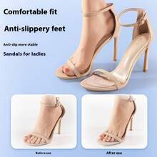 8 Pairs Beige/Black Sandals Forefoot Pads, High Heels Insoles, Non-Tiring Ultra-Absorbent Anti-Slip Self-Adhesive Invisible Grip Tape, Faux Leather, Sweat-Absorbing Soft Latex, Universal Size-ASDF - 米色 4 雙 - 查看 11