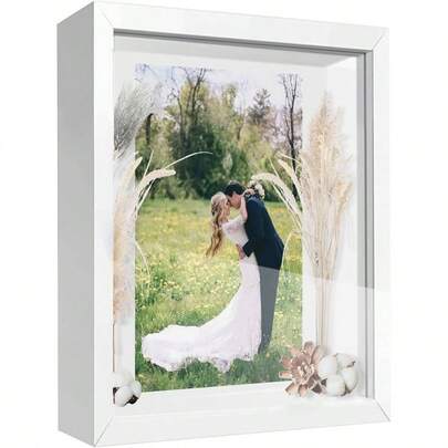 12x12 Shadow Box Frame With Letter Stickers, Graduation Memories Frame, Display Case Box Memorabilia, Items, Wedding Memories, Crafts, Tickets And Photos White, 12x12