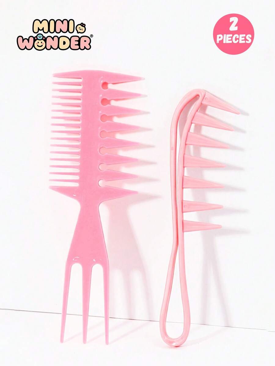 两件套梳子，防静电双面梳尾柄美发梳，专业沙龙造型工具 - 彩色 - 查看 1