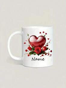 1pc Customizable Name/Text Mug, Elegant Red Rose Pattern, Personalized Valentine's Day Mug - Customizable Name Pair, Customized Coffee Cup, Personalized Mug, Unique Mug, Reusable, Birthday, Anniversary, Valentine's Day, Christmas Gift, Suitable For Women, Men, Couples, Home & Office Use - Multicolor - View 8