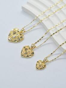 1件时尚优雅的金色金块纹理心形吊坠，男女皆宜，适合日常佩戴、派对、周年纪念日、生日等场合，是送给女友、妈妈、圣诞节、情人节、万圣节的绝佳礼物。 - A - 查看 4