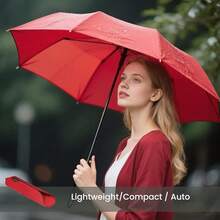 Windproof Travel Compact Umbrella-Automatic Umbrellas For Rain-Compact Folding Umbrella, Travel Umbrella Compact, Small Portable Windproof Umbrellas For Men Women Teenage.(Big Red),42Inch-1Pack,BigRed - 大紅 - 查看 3