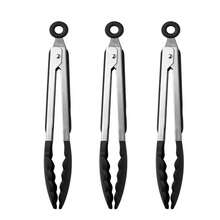 1 pieza Pinzas para barbacoa/pasta de acero inoxidable y silicona, pinza para alimentos resistente al calor, 7 pulgadas/9 pulgadas - Multicolor - Ver 1