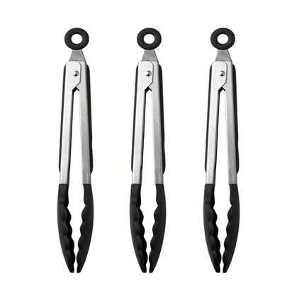 1 szt. szczypce do grilla/makaronu ze stali nierdzewnej i silikonu, odporne na ciepło, klips do żywności, 7/9 cali