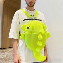 1pc Black/White/Gray/Neon Green Nylon Mesh Material 3D Shark Design Cute Cartoon Casual Backpack, Large Capacity Couple Backpack, Unique Personalized Casual Travel Rucksack, School Bag - Multicolor - View 3