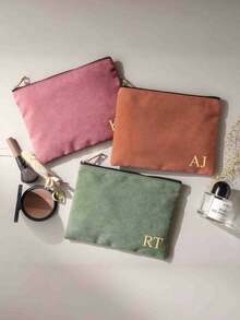 Customizable Makeup Bag With Name, Personalized Makeup Bag With Unique Design, Storage Pouch, Fashionable Minimalist Monogram Lightweight Cosmetic Bag - Multicolor - View 6