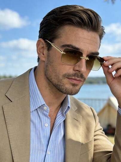 1 Pair Classic Casual Rectangular Glasses For Men And Women, Made Of High-Quality Materials For A Comfortable And Stylish Experience, Suitable For All Face Shapes, Applicable For Daily Life, Outdoor, Vacation, Driving, Travel, Party, Beach, Camping, Hiking, All-Season Leisure Eyewear