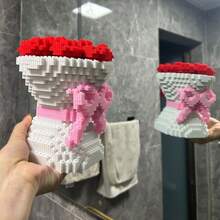 1st Red Rose Flower Bouquet Building Blocks Toy, Small Particle Assembly Blocks, 3D Toy, Valentine's Day Gift, Gift For Friends And Family, Puzzle Blocks, Rose Flower Gift, Building Blocks Toy