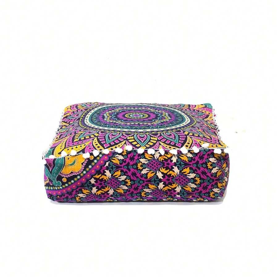 CRAFT CASTLE Floor Pillows & Cushion Covers Decorative Hippie Mandala Pouf Pillow Covers Seating Meditation Cushion Cover Large Boho Ottoman Case Pillowcase Couch New Pink, 16\ Square - 新粉紅 - 查看 1