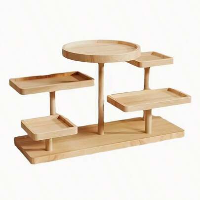 LOVEWE Soporte de exhibición de madera en forma de trapecio - Organizador de joyas y postres para el hogar