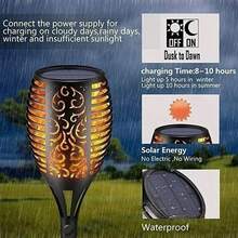 Outdoor Solar Flashlight, Apzzloxh Semi-Recessed LED Path Lighting, Low-Voltage Auto Switch Control, Detachable Lawn Lights And Landscape Lighting, Solar Flame Effect Garden Flashlight, Plastic Lampshade, Rechargeable Ni-MH Battery - Multi-Pack