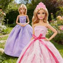 7pcs Doll Clothes Princess Dress Outfit Set, Fit For 11.5 Inch Dolls. Lace Bow Princess Dress, Tutu Dress, Strapless Dress With Magic Wand And Crown, Children's Birthday Gift Pretend Play Toy (Doll Not Included) - Multicolor - View 1