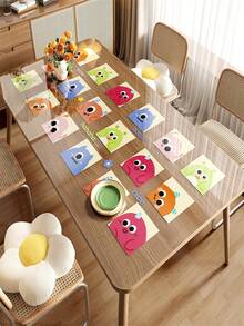 1pc Transparent PVC Soft Glass Tabletop Mat, Waterproof, Oil-Proof, Heat-Resistant, Easy To Clean, Cartoon Design, Suitable For Tablecloth, Placemat, Coaster, Draining Mat, Etc. - Multicolor - View 4