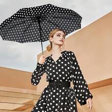 Windproof Travel Compact Umbrella-Automatic Umbrellas For Rain- Folding Umbrella, Travel Compact Umbrella.(Black Polka Dots),42Inch-1Pack,BlackPolkaDotes - 黑色波點 - 查看 8