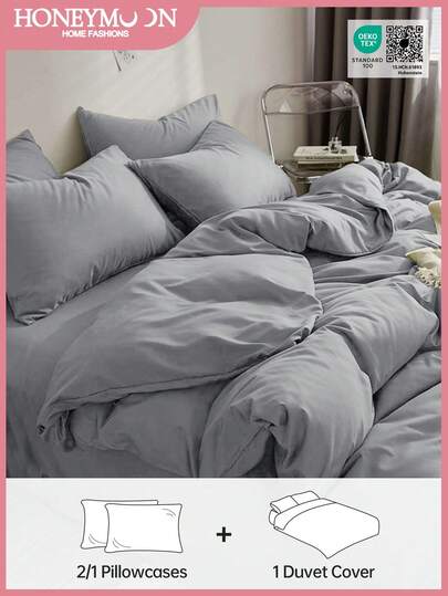 2/3 piezas Juego de funda nórdica súper suave y lisa, con sensación ligera como una nube, Funda nórdica*1 Funda de almohada*1/2, se ajusta perfectamente a camas individuales, dobles, king y queen, lavable a máquina, certificado Oeko-Tex