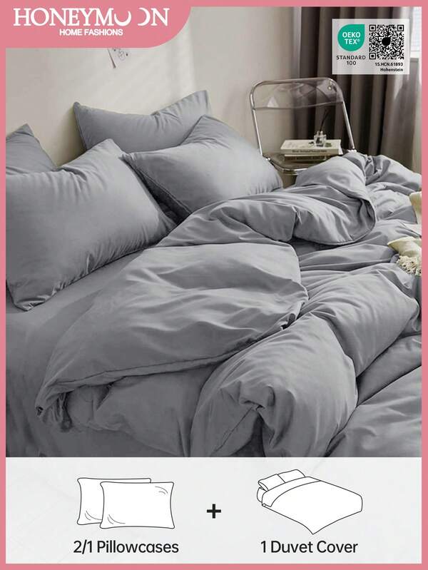 2/3 pièces Ensemble de housse de couette super doux, sensation légère comme un nuage, housse de couette*1 taie d'oreiller*1/2, convient parfaitement aux lits jumeaux, pleins, king et queen, lavable en machine, certifié Oeko-Tex