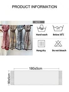 FADZOYLE 1条180*90厘米佩斯利几何印花围巾，波西米亚风披肩，斗篷头巾，头巾，阿巴雅配饰，时尚围巾，长款缎面光滑轻盈，超大尺寸优雅礼品系列，适合旅行、婚礼、派对、新娘 - 藍色 - 查看 4