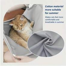 1件夏季猫咪美容围裙，4个固定孔，防抓挠，不掉毛，便携式猫咪护理围兜 - 灰色 - 查看 7