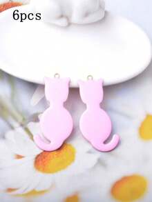 6pcs Cute Cat Charms, Double-Sided Enamel Pendant For Necklace, Earrings, DIY Jewelry Making - Cat - View 13