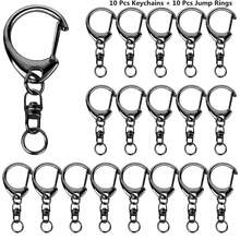 20/40/70pcs Metal Spring Snap Keychain, 4 Colors Rotating Hook Keyring With Chain And Split Ring, Suitable For DIY Crafts, Bag Decoration, Keychain Accessories - Middle 8 C Buckle - View 12