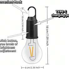 1pcs LED Camping Lights: Rechargeable, Dimmable, Portable For Outdoor Use, Perfect For Valentine's Day, Thanksgiving, Christmas, And Halloween, ABS Material, Holiday Decoration, Modern Style Lantern, High-Quality LED, Solar-Powered, Home Decor - 黑色 - 查看 8