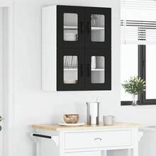 vidaXL Armário de cozinha 2 pcs 60 x 31 x 40 cm Bois d'ingénierie preto - Preto - Ver 4