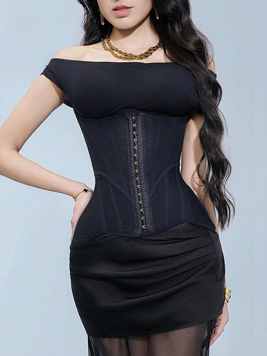 1 chiếc áo corset định hình eo cho nữ, 25 gọng, 4 lớp, độ nén cao.