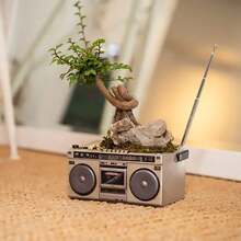 4.7 Inches Retro Recorder Shape Desktop Decoration Resin Crafts Ornaments Home Office Personality Multi-Purpose Succulent Plant Pot | Pen Holder (Recorder) - Silver - View 8
