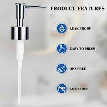 Soap Dispenser Pump Lotion Pump Replacement Head Kitchen Refill Dispenser For Regular Mouth Bottle For Standard 28/400 Thread Size 2 Pack(Silver) - silver - 查看 10