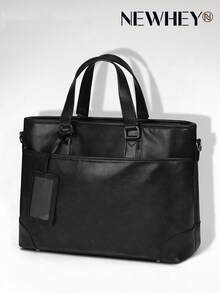 NEWHEY 15.6英寸男士商务公文包，大容量，求职面试包，防水皮革，双向通勤