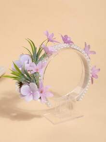 1pc New Pearl Headband, Handmade Braided Knot Crown Headpiece, Bridal Hair Accessories Valentine's Day Accessories - 22357 Purple - View 5