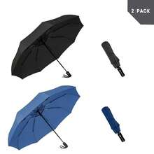 Two Pack The Original Portable Travel Umbrella For Rain Windproof, Perfect Car Golf Umbrella, Backpack, And On-The-Go.(Black & Navy Blue, 2 Pack),42Inch-2Packs,Black&NavyBlue - 黑藍 - 查看 10