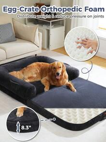 PAWZ Road W138/185cm XXL Thickened Foldable Human & Dog Bed , Convertible To Dog Sofa With Washable Cover, Orthopedic Memory Foam Mat And Waterproof Foam, Deep Gray - 深灰色 - 查看 2