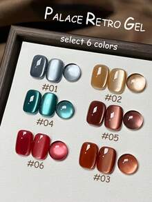 12毫升秋冬新年高密度超亮红色金色蓝色棕色玻璃珠猫眼凝胶指甲油，Y2K透明流行乳白色猫眼美甲沙龙DIY美甲用品 - 彩色 - 查看 3