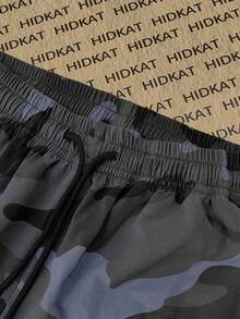 Hidkat Women's Workwear Camo Casual Pants Featuring Large Patch Pockets, Elastic Waistband With Drawstring, And Tapered Legs. Ideal For Everyday Outdoor Leisure Activities. - 灰藍迷彩 - 查看 5