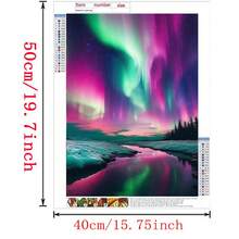 Pintura de diamantes DIY del paisaje de la aurora 5D de diamante acrílico completo y redondo, artesanía de símbolo numérico en mosaico, sin marco, decoración del hogar, regalo artesanal - Multicolor - Ver 10