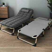 1pc Folding Bed, Single Lounge Chair Nap Bed, Comfortable Ergonomic Folding Bed, Courtyard Folding Bed With Mattress, Portable Multifunctional Lounge Chair For Courtyard, Office, Camping Nap, Lazy Artifact. XOUW - Mẫu tiêu chuẩn - Tải trọng tối đa 400 lbs - Xem 4