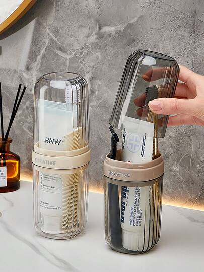 Large Capacity Toothbrush Cup With Lid, Dust-Proof And Hygienic, Travel Storage Box, Portable Toothpaste Holder, Unisex, Suitable For Travel, Home, Camping, Back To School, Vacation, And Other Occasions, An Essential Toothbrush Holder For Travel