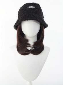 Fisherman's Hat Wig, One-Piece Women's Autumn And Winter Fashion Collarbone Hair Lamb Wool Bucket Hat - Multicolor - View 9