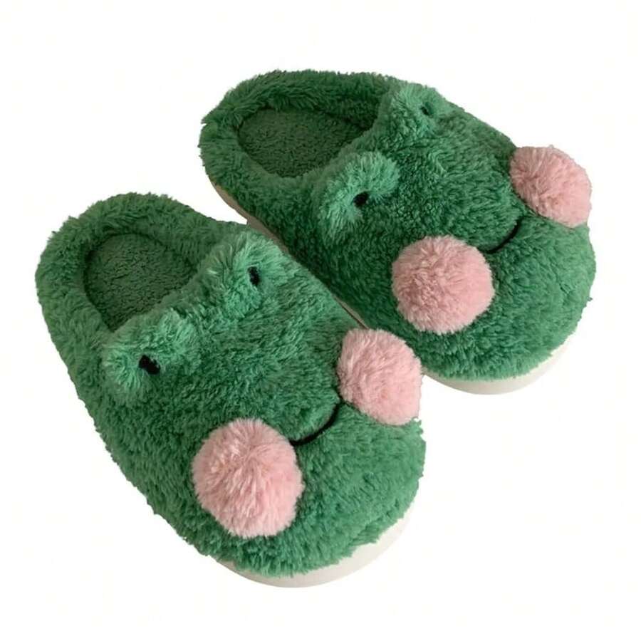 QSKPC Women's Fuzzy Memory Foam Slippers Women's Cute Animal Slippers Indoor And Outdoor Pl 11ush Slippers Bedroom Slippers Home Shoes,7-7.5,GreenFrog - GreenFrog - View 1