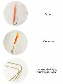 1pc/6pcs Silk Fabric Faux Feather Reed Wedding Party Holiday Birthday Decor Photography Props Home Decoration, Excellent Quality - Small Single Orange Gradient - View 7