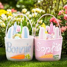 2026 Customized Easter Baskets, Hand-Crocheted Personalized Baskets, Customized Easter Egg Hunt Gifts, First Easter Gifts And Spring Decor Baskets, Customized Rabbit Baskets, Carrots, Easter Gift, Easter Egg Hunt Game, Holiday Party Favors, Party Supplies, Birthday Decorations, Storage Baskets - Multicolor - View 5