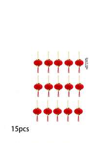30pcs Mini Red Plush Lanterns, Auspicious Meaning, Accented With Gold, Suitable For Weddings, Chinese New Year And New Year Celebrations, Outdoor Lantern Decor - Multicolor - View 14