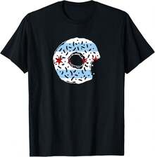 Chicago Flag Donut T-Shirt - 黑色 - 查看 1