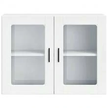 vidaXL Armoire murale de cuisine avec porte et verre Porto Blanc - Blanc - Voir 7
