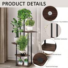 6 Tier Wood Tall Plant Stand Metal Rack Indoor, Multiple Flower Pot Holder Shelves Corner Rack, Planter Shelf Display Rack Storage Organizer Patio Living Room Balcony GardenWhite Oak - 5 Tier, Black Oak - View 4