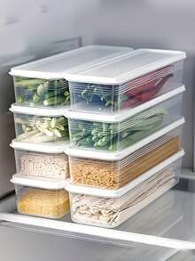 4pcs Sealed Food Storage Container Set With Pop-Up Lids, Stackable Transparent Kitchen Organizer Boxes For Grains, Flour, Snacks And Pasta, One-Click Airtight Food Storage Containers - Clear - View 13