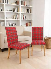 1/4 piezas Fundas elásticas para sillas con estampado digital, protectores lavables para sillas de comedor de respaldo alto, adecuados para sala de estar, hogar, comedor, fiesta, decoración navideña - Multicolor - Ver 6