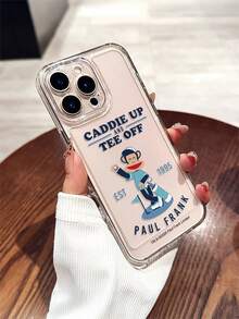Official Licensed Paul Frank Transparent Space Case Phone Case, Full Coverage Shockproof Camera Protection, Golf Ball Monkey Letter Pattern, New Compatible With IPhone 13/14/15/16/17 Pro Max Phone Protective Cover - Multicolor - View 3